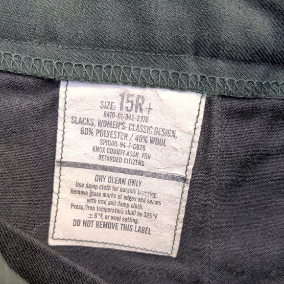 U.S. Army Women's Classic Design Slacks Green Size 15R Actual 28x27 - Picture 9 of 11